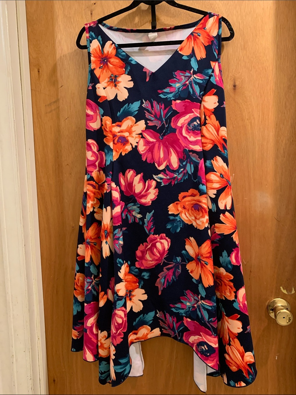 Navy Floral Sleeveless A-Line Dress size 2X